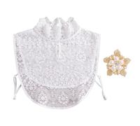 1 Colletto Finto In Pizzo E 1 Spilla, Accessori Di Abbigliamento, Colletto Staccabile, Colletto Elee, Colletto Finto Alla Moda E Versatile