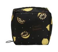 1.. Compatto Organizzatori Igiene Femminile Impermeabile Tessuto Per Scuola Di Viaggio Essentials Secure Cerniera Design Sacchetti Sanitari, Black Lemon, taglia unica