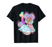 1° Compleanno Sirena Baby One Black Girl Melanin First Maglietta