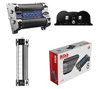 1 condensatore ibrido compatibile con BOSS AUDIO SYSTEMS CAP8 cromato 8 farad per impianti fino a 8000 watt rms 1 2 3 4 5 capacitor con voltometro digitale, 1 pezzo
