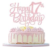 1 confezione 17th Birthday Cake Topper glitterato decorazione torta per il 17° compleanno decorazione torta per ragazze decorazioni per 17° compleanno torta decorazione accessori rosa