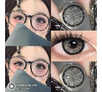 1 confezione / 2 pezzi di lenti a contatto colorate nere naturali monouso di un anno con foro pupilla piccolo per cosmesi quotidiana e bellezza degli occhi, per ingrandire naturalmente gli occhi, adat
