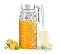 1 confezione da 1,1 l, caraffa per acqua con coperchio e manico, in acrilico trasparente, brocca per frigorifero, caraffa in vetro facile da pulire per latte (1 confezione da 1,1 l)