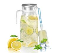 1 confezione da 1,6 l, caraffa per acqua con coperchio in acciaio inox e manico, in acrilico trasparente, brocca per frigorifero, caraffa in vetro facile da pulire per latte (1 confezione da 1,6 l)