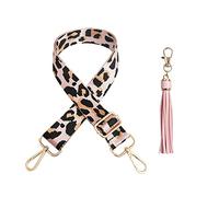 1 confezione da 1 tracolla in metallo con stampa leopardata con 1 ciondolo a nappa, tracolla regolabile borsa a tracolla, borsa computer portatile, tracolla in nylon borsa in tela, borsa (rosa)