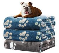 1 confezione da 3 coperte per cani, coperte per cani di taglia grande, coperta per cani di taglia media, super morbida e soffice in pile di alta qualità, coperta in flanella per cani cuccioli di gatto, blu 2+grigio 3,3 x 50,8 cm