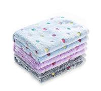 1 confezione da 3 coperte super morbide e carine a pois per animali domestici, coperta in flanella per cani, cuccioli, gatti, colore: blu/viola/grigio piccolo