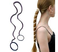 1 confezione da 63,5 cm blu navy e marrone per capelli spessi, elastici per capelli lunghi, nessun danno per le donne, anti rottura, per nuoto, sport, senza strappi, code di pony, antiscivolo, non si