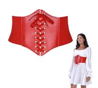 1 confezione da donna cintura elastica larga rossa vintage corsetto, cintura da donna alla moda per matrimonio, riunione di famiglia, festa di Natale