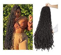 1 confezione di capelli finti all'uncinetto, 91 cm, ondulati, nu locs, dea corta (20 radici/confezione) #4