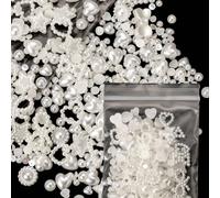 1 confezione di decorazioni per unghie Y2K con perle bianche 3D, forme multiple: fiore, stella, fiocco, cuore, perle piatte in acrilico, perle carine 3D, charm per arte di unghie fai-da-te, gemme per 