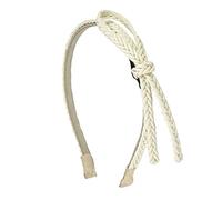 1 confezione di fascia intrecciata in pelle PU con nodo a pois cerchietto per capelli accessori per capelli per ragazze e donne (colore: beige)