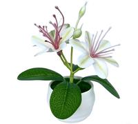 1 confezione di piante di gelsomino artificiale 3D in gomma morbida, decorazione realistica per casa, matrimonio, fotografia, mensola da tavolo, bianco e rosa, 15 cm (bianco)