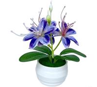 1 confezione di piante di gelsomino artificiale 3D in gomma morbida, decorazione realistica per casa, matrimonio, fotografia, mensola da tavolo, bianco e rosa, 15 cm (viola)