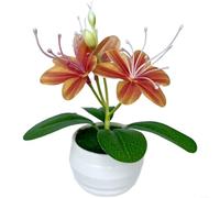 1 confezione di piante di gelsomino artificiale 3D in gomma morbida, decorazione realistica per casa, matrimonio, fotografia, mensola da tavolo, bianco e rosa, 15 cm (arancione-giallo)