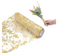 1 Confezione di Tovaglia Metallizzata Dorata, Tovaglia Dorata Brillantinata, Tovaglia in Rete Lucida con Foglia di Alluminio, Tovaglia per Matrimonio in Foglia D'oro (Oro)