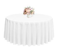 1 confezione di tovaglie rotonde bianche 228 cm, tovaglia rotonda, lavabile e riutilizzabile, macchie e antipiega, tessuto in poliestere per matrimoni, feste, banchetti, campeggio, decorazione
