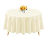 1 confezione di tovaglie rotonde in poliestere beige da 90 pollici, tovaglia circolare resistente alle macchie e lavabile, per matrimoni, feste, banchetti, tavolo da buffet, vacanze