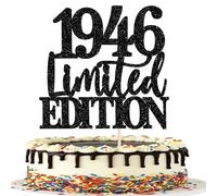 1 confezione Happy 80th Birthday Compleanno Decorazione per torta Glitter Limited Edition 1946 Cake Topper per Cheers 80 Anni Decorazione per Torta Compleanno Accessori Festa Torte Decorazione Nero