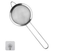 1 confezione piccolo colino in acciaio inox, filtro a maglia fine, con gancio da cucina, diametro 8 cm, colino da tè, colino da cucina con manico, ideale per succo, uova, tè, caffè, filtro farina