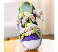 1 Confezione Singola Giocattolo da Masticare per Cani con Stile scarpe sportive, Nodo e Pallina Squittente - Giocattolo da Masticare in Tessuto Oxford Durevole Adatto per Cani di Peso 8-25 Libbre, con