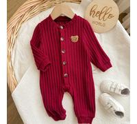 1 confezione Tutina casual e versatile per neonati con piccola stampa, tessuto antistrappo rosso, comoda, casual, versatile e alla moda per uso quotidiano, adatta per uso interno ed esterno, vita quot