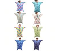 1 Coperta sensoriale stampata per bambini - Sacco a pelo elastico per giocare, materiale in poliestere traspirante - Taglia piccola - Calzini attivi per il movimento, Taglia S Conchiglia taglia S,Ciam