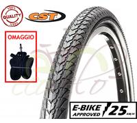 1 COPERTONI + 1 CAMERE D'ARIA NERO C-1446 (47-507) 24 X 1.75 PER BICI BICICLETTA CITY BIKE ELETTRICA E-bike Approved 25 km/h