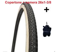1 Copertone Bianco-Nero + Camera d'aria 26x1-3/8 Deestone Bicicletta 26" Olanda