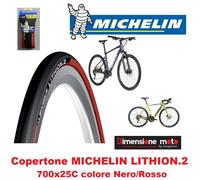 Copertoncino 700x25 Michelin Lithion 2 V3 Bici Corsa Strada Pieghevole Nero Ross