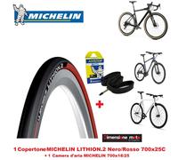 Copertoncino 700x25 Michelin Lithion 2 V3 Bici Corsa Strada Pieghevole Nero Ross