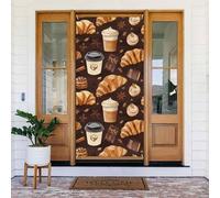 1 copertura decorativa per porta con stampa di caffè e pane, decorazione per interni ed esterni, primavera/estate/autunno/inverno, decorazioni natalizie per Halloween