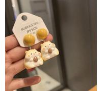 1 Coppia 2 pezzi Orecchini in resina carini, orecchini pendenti a forma di scoiattolo con pallina gialla, accessori da indossare per feste a tema dolci e casual, adatti per spiaggia ed estate per le d