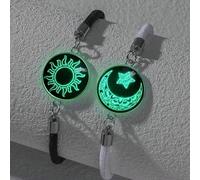 1 Coppia Braccialetto da amicizia in acciaio inossidabile con gemme, effetto sole e luna con luce notturna (Suggerimento: dopo aver ricevuto il prodotto, il motivo non brillerà. Si prega di illuminare