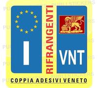 1 Coppia di Adesivi Rifrangenti per Targa Auto con Bandiera e Sigla Veneto Dimensioni Regolamentari