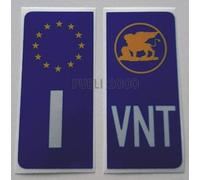 1 COPPIA DI ADESIVI RIFRANGENTI PER TARGA AUTO CON STEMMA E SIGLA "VENETO" DIMENSIONI REGOLAMENTARI