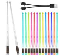 1 coppia di bacchette luminose, 13 colori con cambio di colore LED, bacchette per batteria con interruttore one-touch, 2 modalità, ricaricabili tramite USB, per grandi eventi notturni