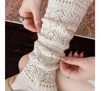 1 Coppia di calze lunghe alla caviglia in rete bianca traforata, vintage, impilabili, in maglia, slimming, per donne e ragazze, per uso quotidiano casual, stile kawaii, accessorio di moda essenziale p