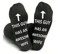 1 Coppia di Calzini da Uomo con Scritta "Questo Ragazzo Ha Una Moglie Fantastica", Calzini Divertenti Antiscivolo Alla Caviglia Come Regalo per il Marito, Autunno 43-46,40-43LettereTessuto