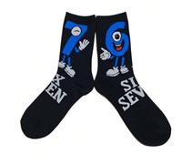 1 Coppia di Calzini Unisex a Tema "SEI SETTE" con Numeri cartoni animati 6 e 7, Calzini Novità Creativi Adatti per Uso Casual Quotidiano, Regalo Ideale per Appassionati di Numeri e Amanti dello Stile 