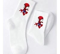 1 Coppia di Calzini Unisex con Stampa di Spider-Man Marvel, Colore Rosso e Blu, Punta Rinforzata, in Cotone Traspirante a Rete, Calzini Sottili alla Caviglia per l'Estate, Adatti per Uso Quotidiano e