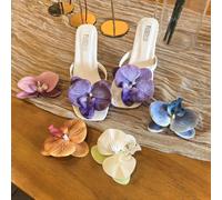 1 Coppia di Clip per Scarpe da Donna Stile Elegante da Resort Spiaggia con Fiore di Orchidea per il Giorno di San Valentino, Accessori per Scarpe Adatti per Sandali, Tacchi Alti, Infradito, Ideali per