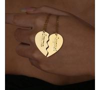 1 Coppia di Collane Personalizzate a Forma di Cuore Spezzato con Nome Inciso, Ciondolo in Acciaio Inossidabile Placcato Oro/Argento per Coppie, Regalo per Fidanzata, Mamma, Famiglia, Amica, Figlia, An