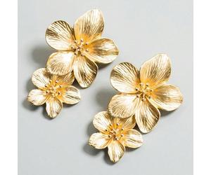 1 Coppia di eleganti e alla moda orecchini a forma di fiore in lega, gocce d'orecchio minimaliste dorate per le quattro stagioni, adatte per l'uso quotidiano delle donne per San Valentino Tagli UnicaL