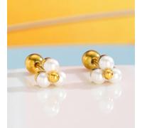 1 Coppia di eleganti e alla moda orecchini a perno con tripla perla, adatti per le ragazze da indossare a feste, banchetti, festival, spiaggia estiva, possono anche essere accessori quotidiani o regal
