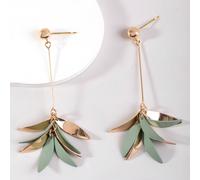 1 Coppia di eleganti e alla moda orecchini lunghi da donna in colori vivaci come rosa, verde, nero, arancione, rosso, viola, rosso, giallo zenzero, con petali, gocce d'acqua, foglie e nappe, delicati 