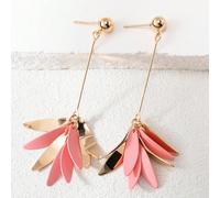 1 Coppia di eleganti e alla moda orecchini lunghi da donna in colori vivaci come rosa, verde, nero, arancione, rosso, viola, rosso, giallo zenzero, con petali, gocce d'acqua, foglie e nappe, delicati 
