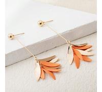 1 Coppia di eleganti e alla moda orecchini lunghi da donna in colori vivaci come rosa, verde, nero, arancione, rosso, viola, rosso, giallo zenzero, con petali, gocce d'acqua, foglie e nappe, delicati 