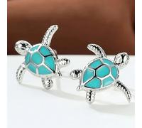 1 Coppia di Eleganti e Carini Orecchini a Perno in Agata Verde a Forma di Tartaruga Marina, Semplici Orecchini in Argento con Animali, Regalo di Gioielleria per il Compleanno della Mamma Tagli UnicaLe