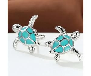 1 Coppia di Eleganti e Carini Orecchini a Perno in Agata Verde a Forma di Tartaruga Marina, Semplici Orecchini in Argento con Animali, Regalo di Gioielleria per il Compleanno della Mamma Tagli UnicaLe